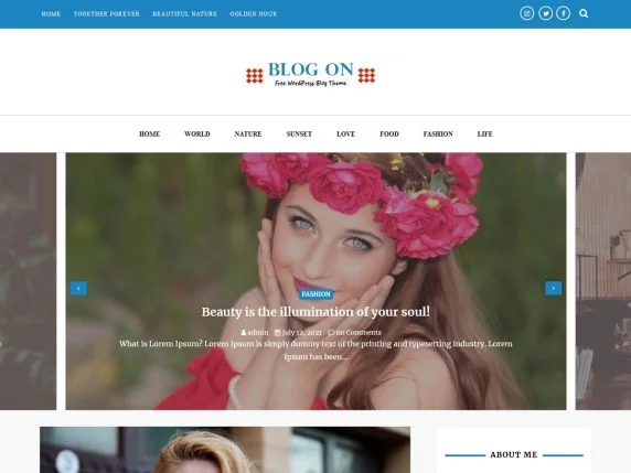 Blog On WordPress Theme with Slider