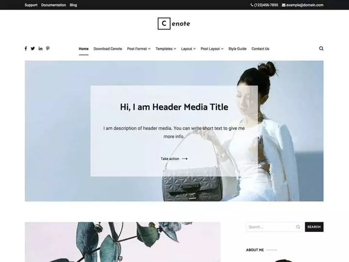 Cenote WordPress theme with a Slider
