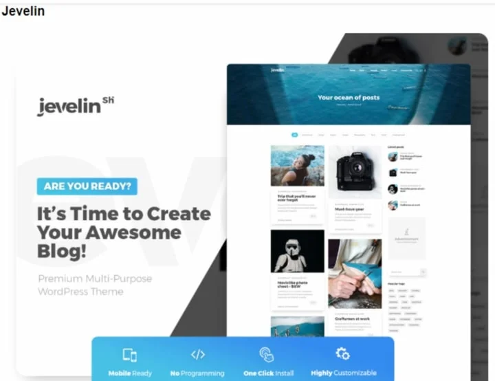 Jevelin WordPress theme with a Slider