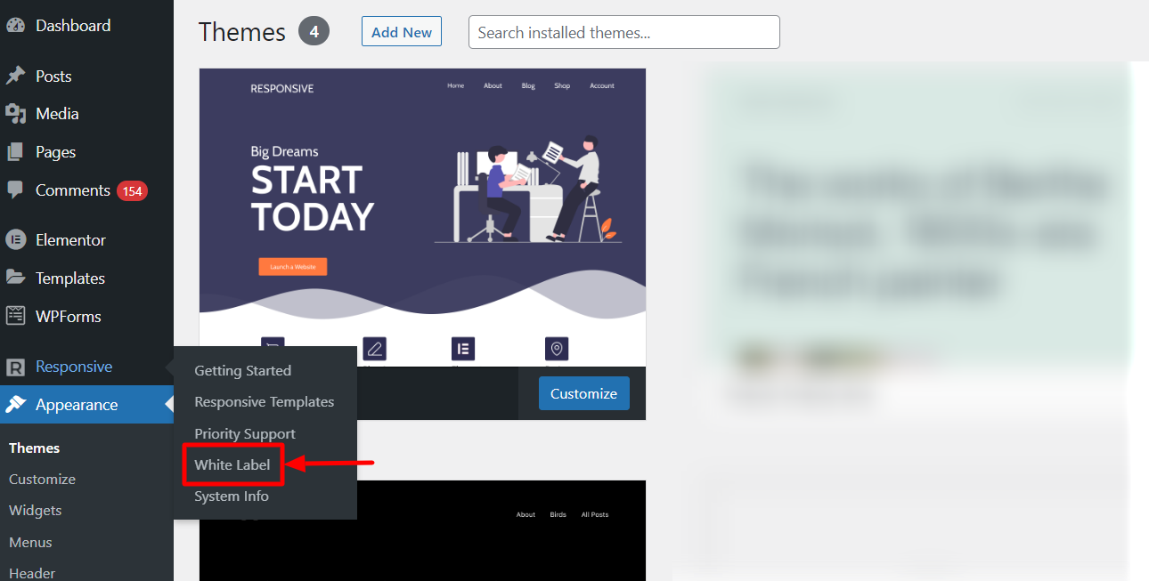 Responsive themes white label option