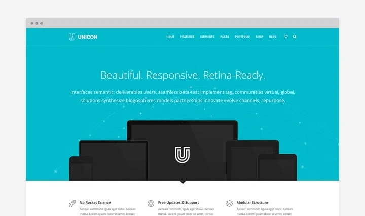 Unicorn WordPress theme with a Slider