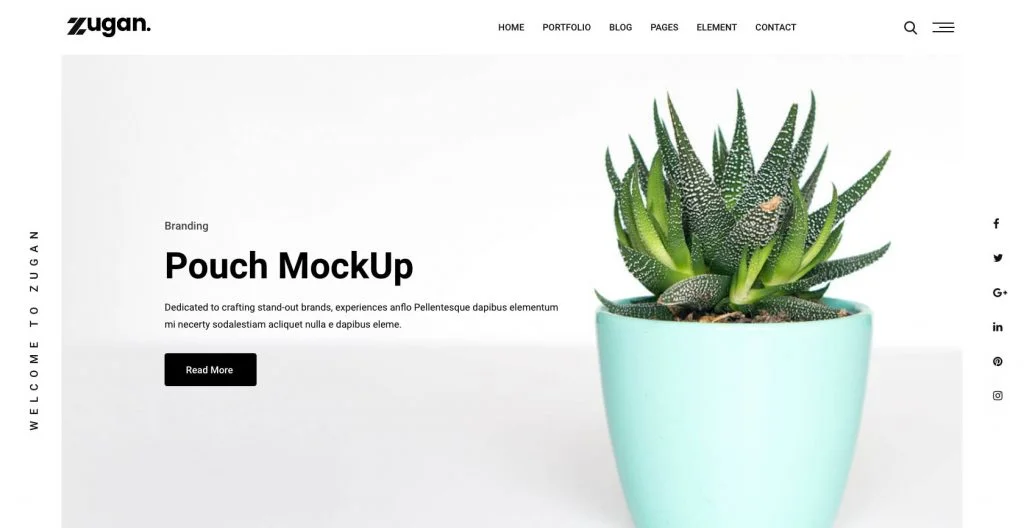 Zugan WordPress theme with a Slider