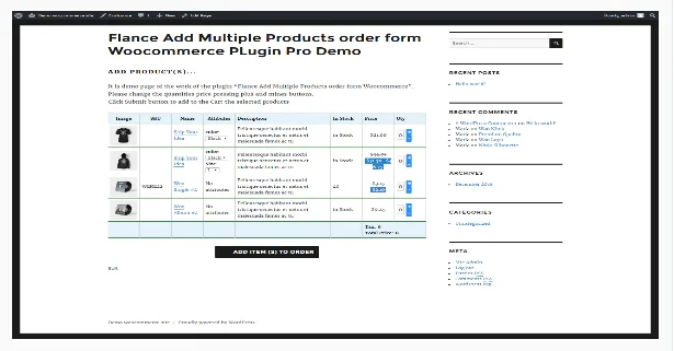 WooCommerce Order Form - Flance