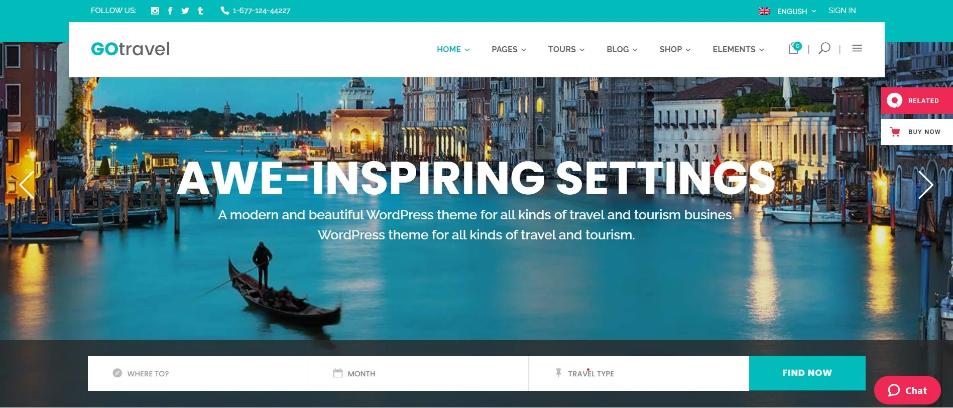 GoTravel Social Media WordPress Theme