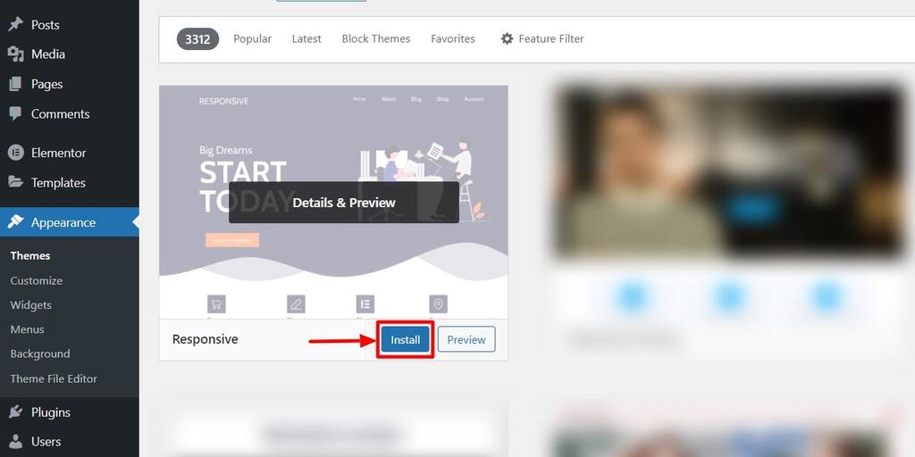 Install Responsive theme