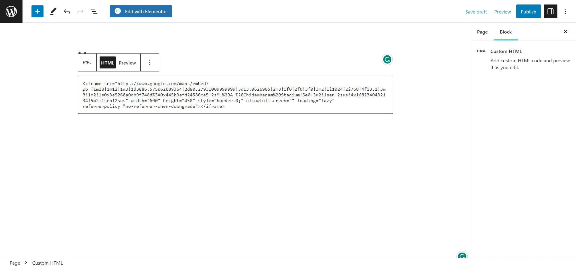 Paste the code on HTML Custom code block