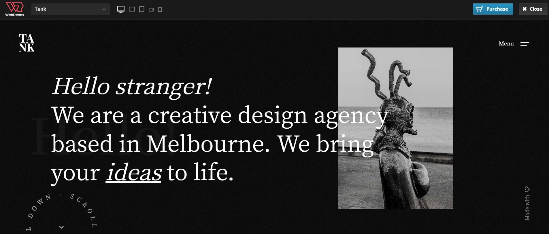 Tank Creative Portfolio Elementor WordPress Theme