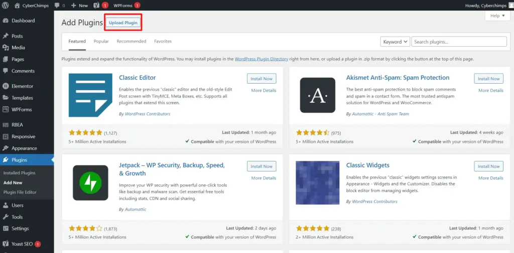 Add-Plugins-CyberChimps-WordPress