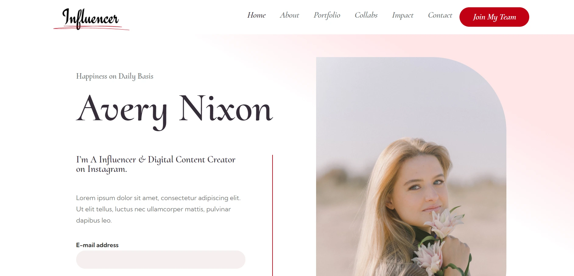 Influencer WordPress template