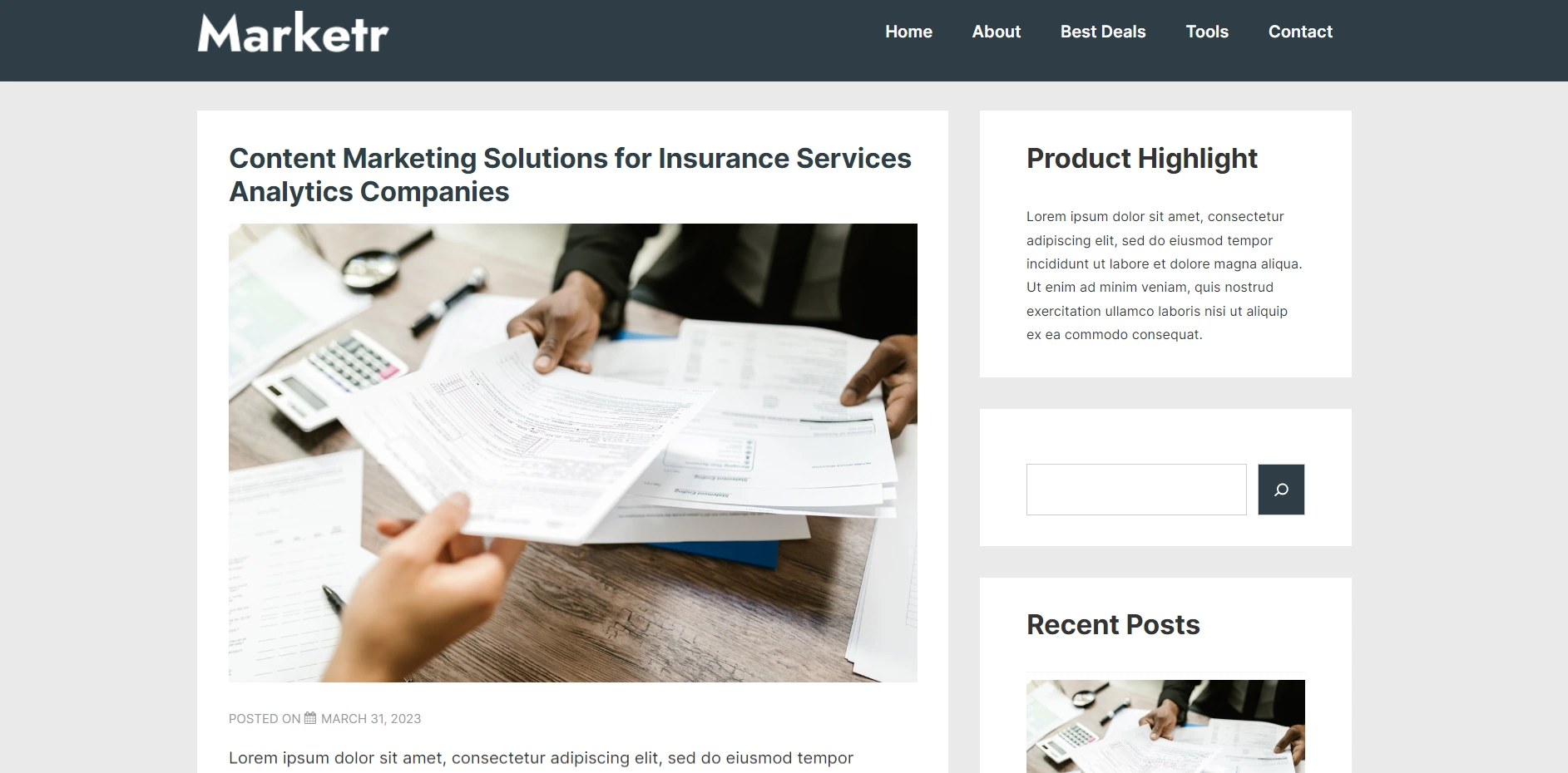 Marketr WordPress template