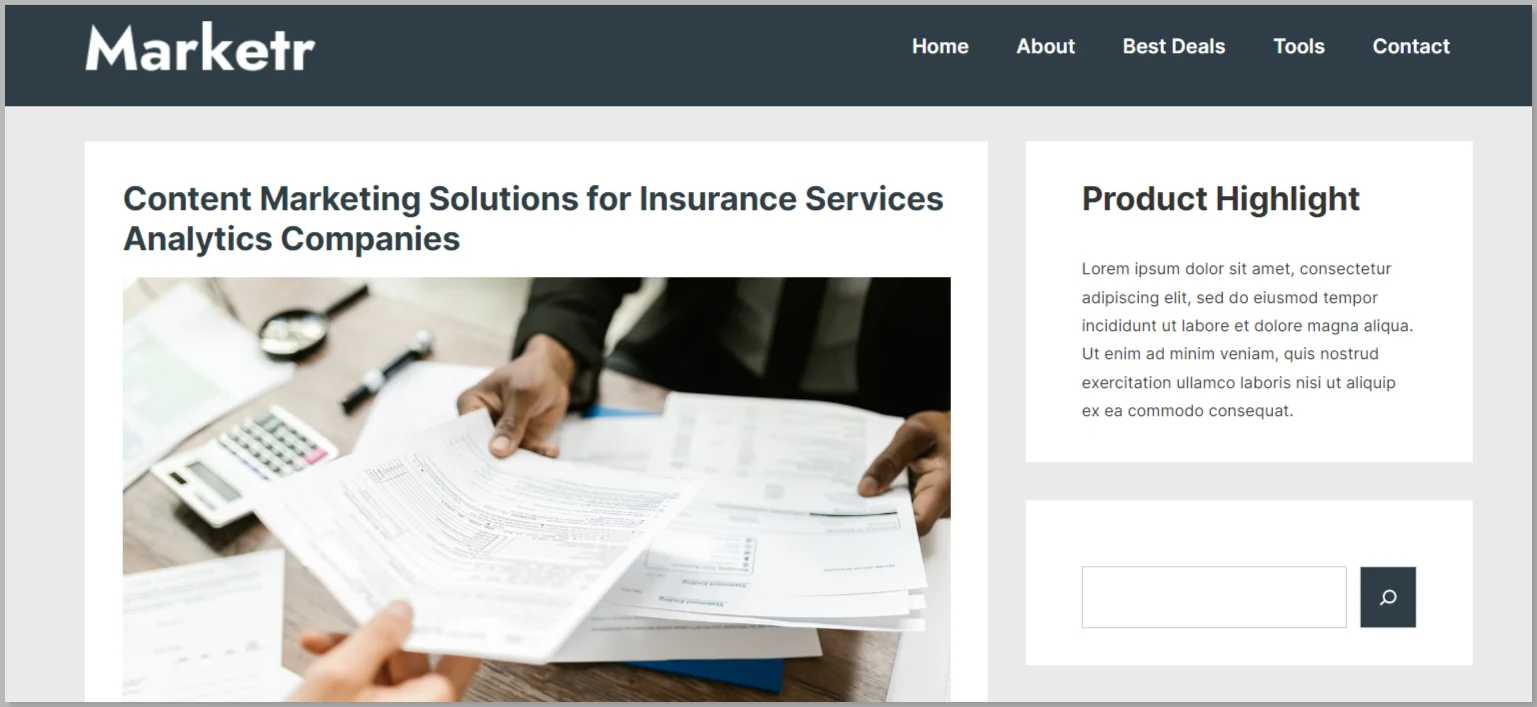 Marketer WordPress Template