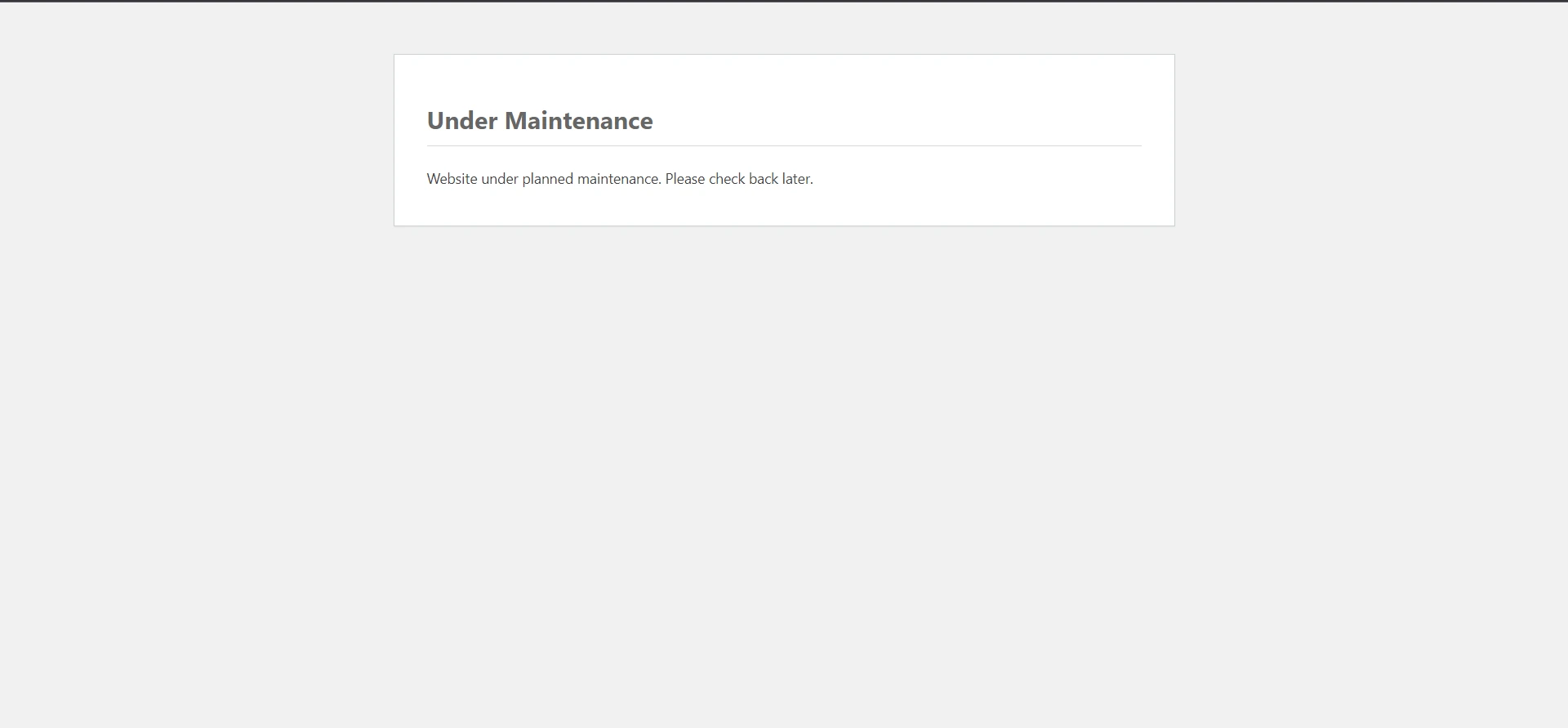 Under maintenance mode message