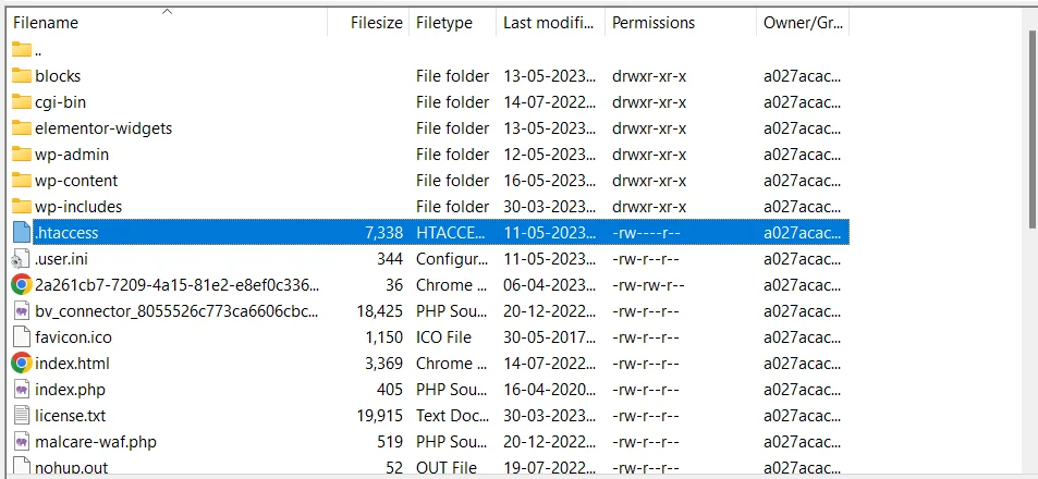 .htaccess file