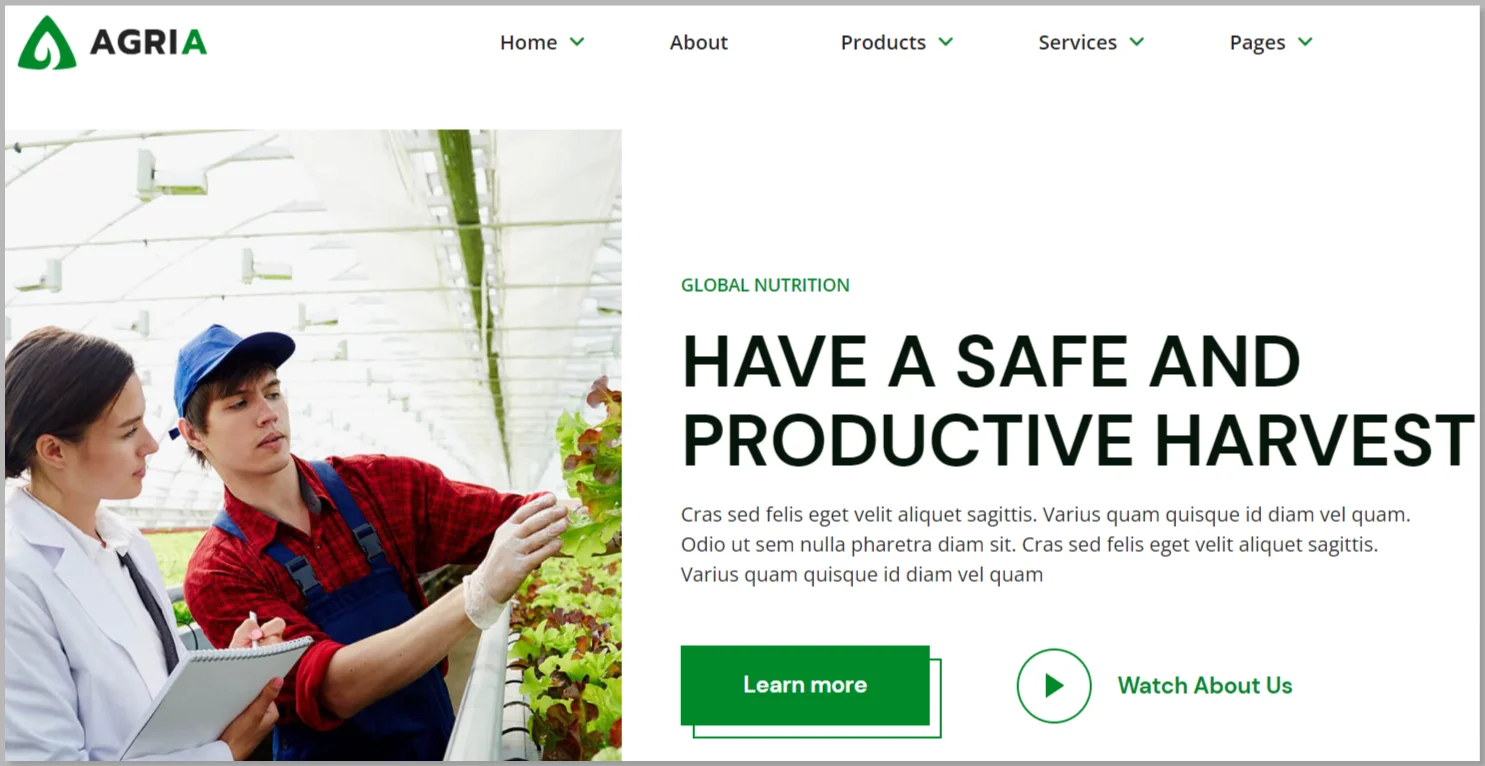 Agria farming WordPress theme