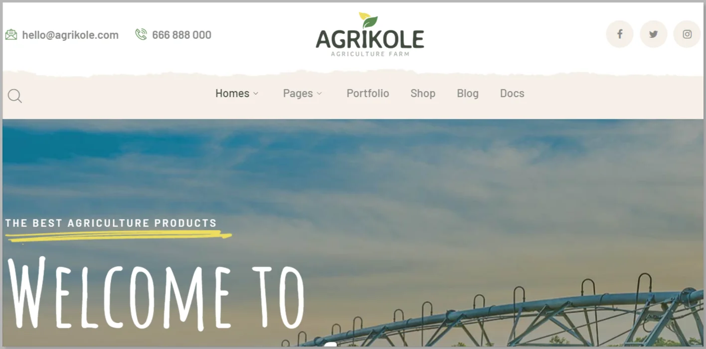 Agrikole responsive WordPress theme for agriculture & farming