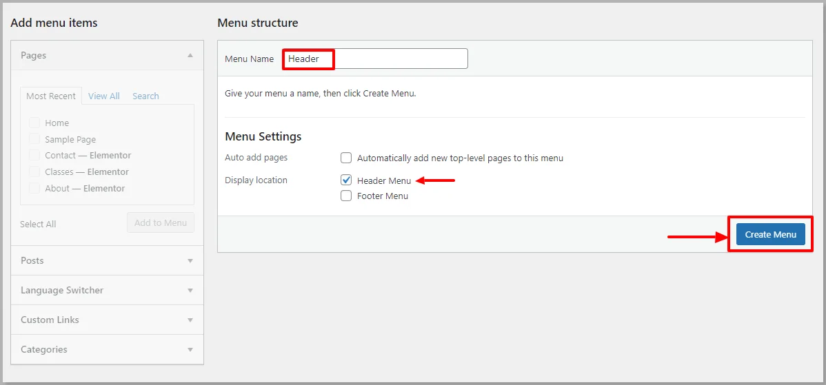 Create a menu