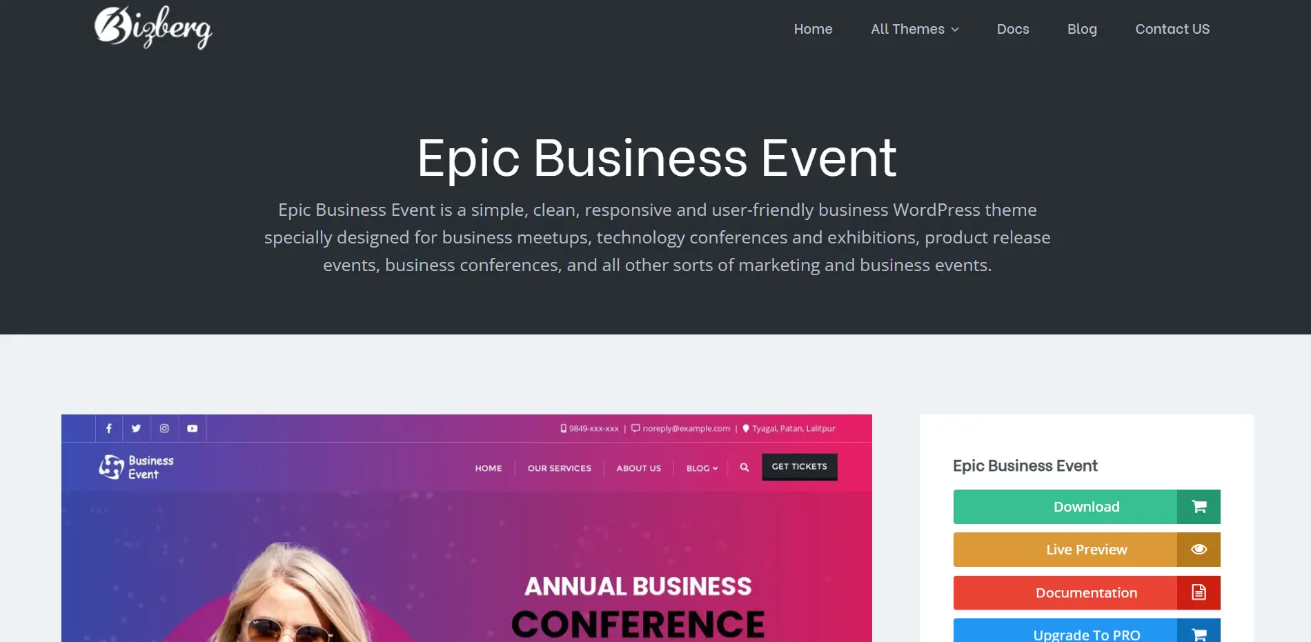 Epic Business Event WordPress Theme