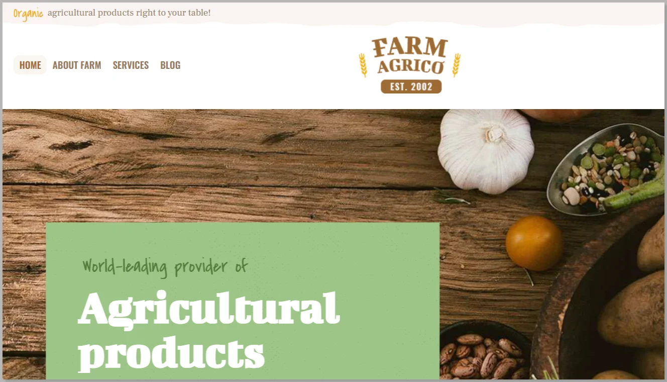 Farm agrico- agricultural business & organic food WordPress theme