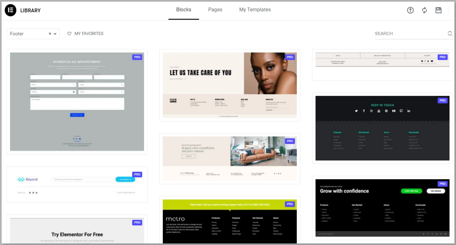 Footer Elementor templates