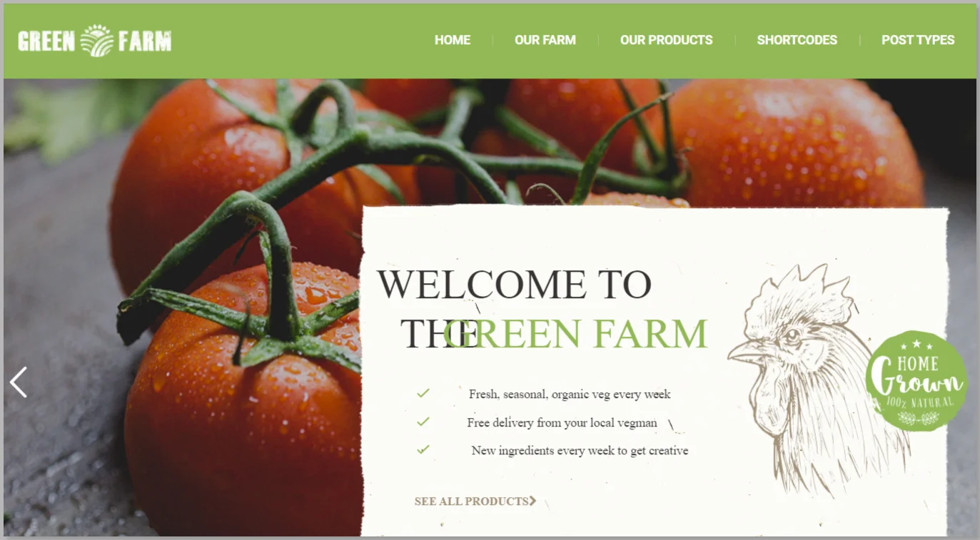 Green farm - organic food wordpress theme