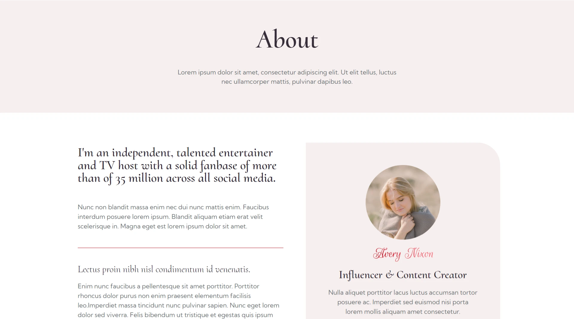influencer website template