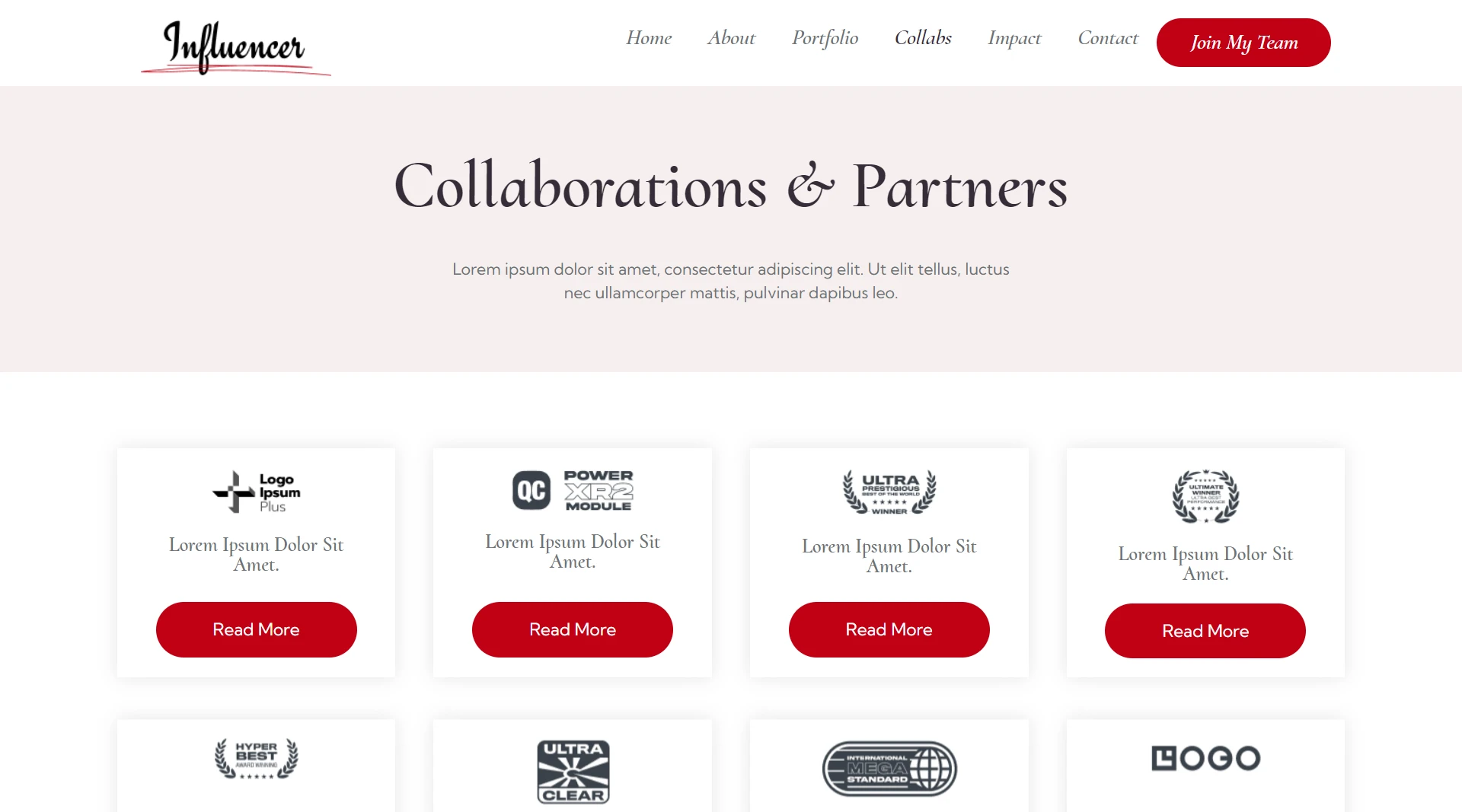 influencer website template
