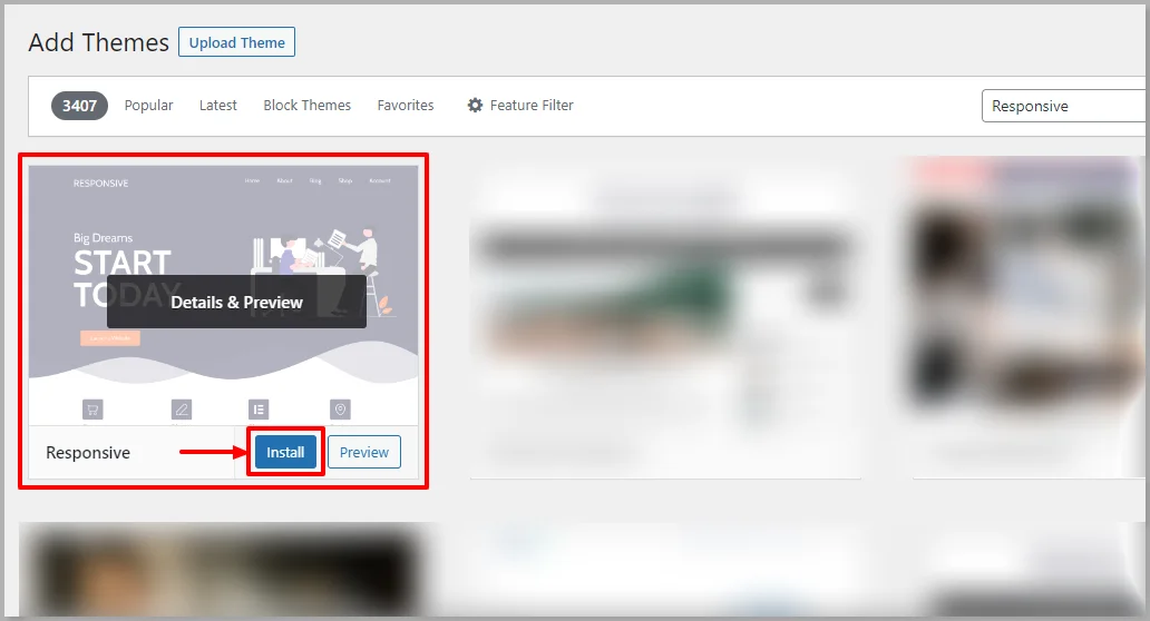 Install Responsive Theme