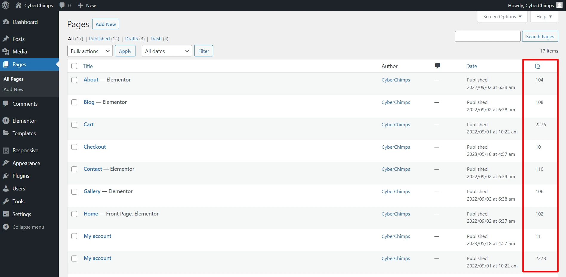 Page ID - WordPress Plugin