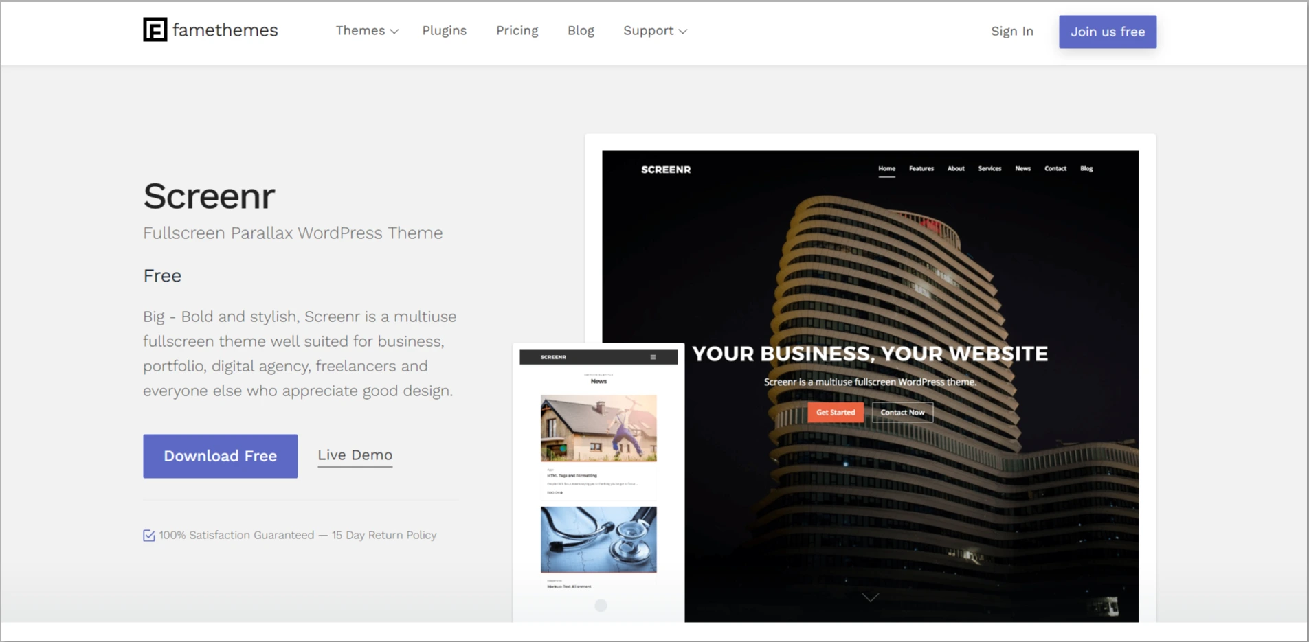 Screenr WordPress Theme