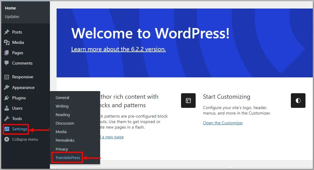 TranslatePress settings