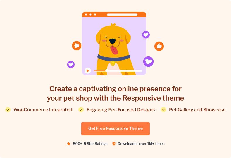 Create a captivating online presence for your pet shop with the Responsive theme
