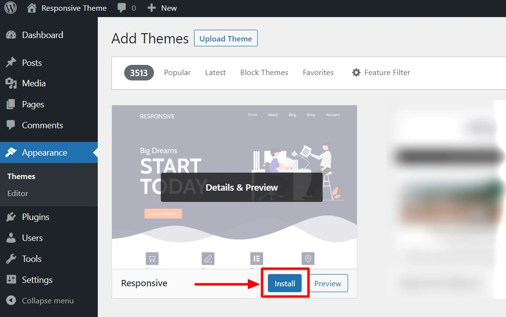 install the theme
