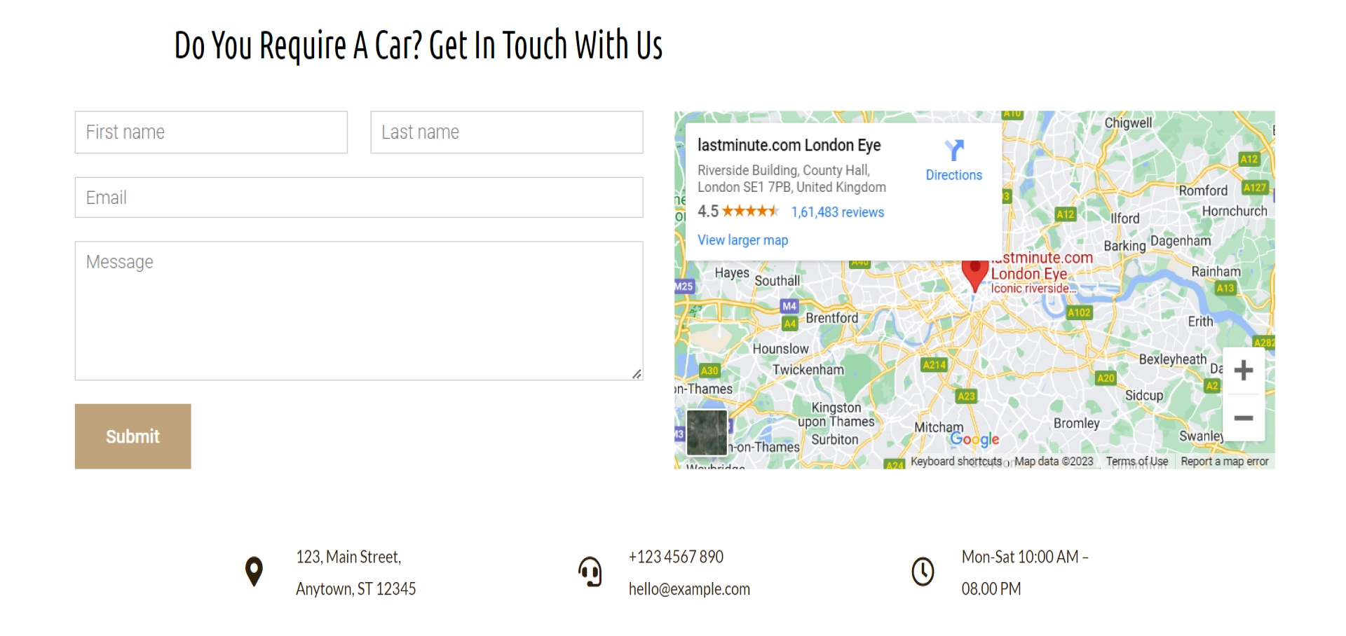 car rental website template