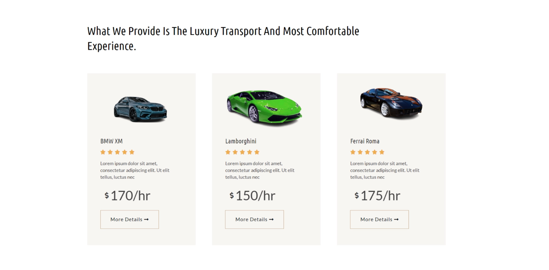 car hire website template