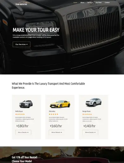 Car rental business website