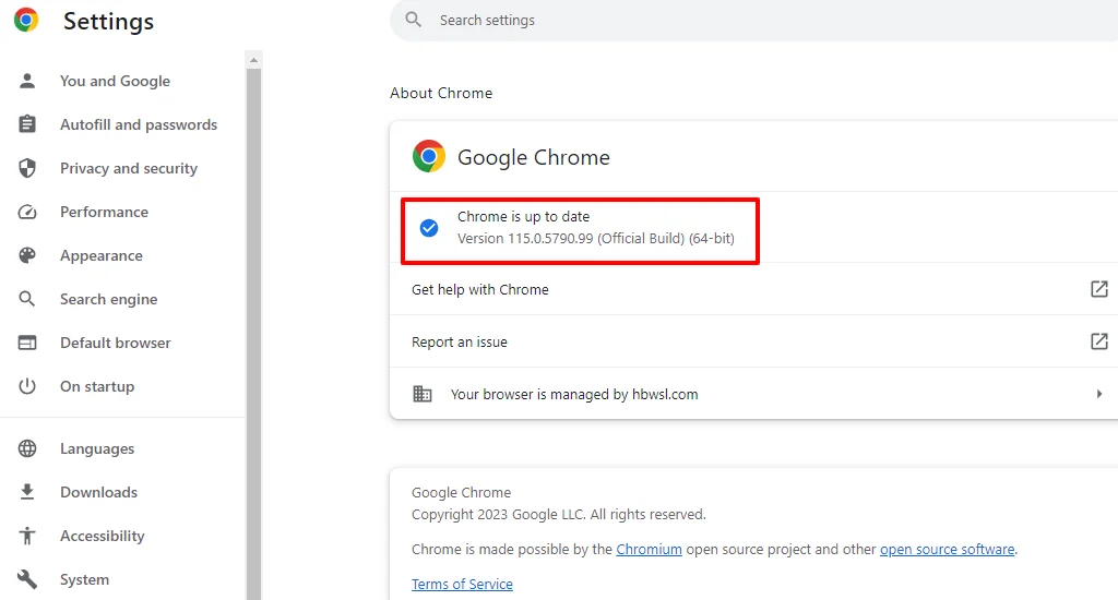 Chrome is up to date