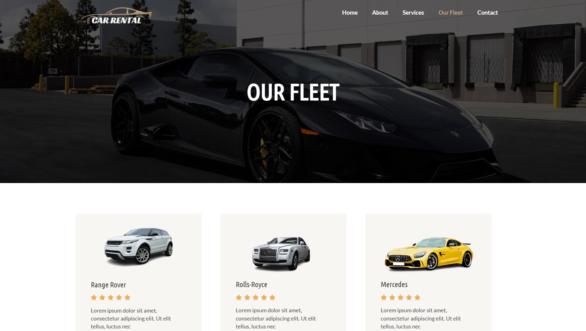 car hire website template