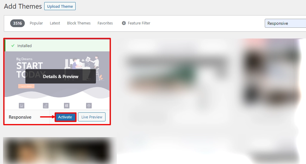 Activating theme