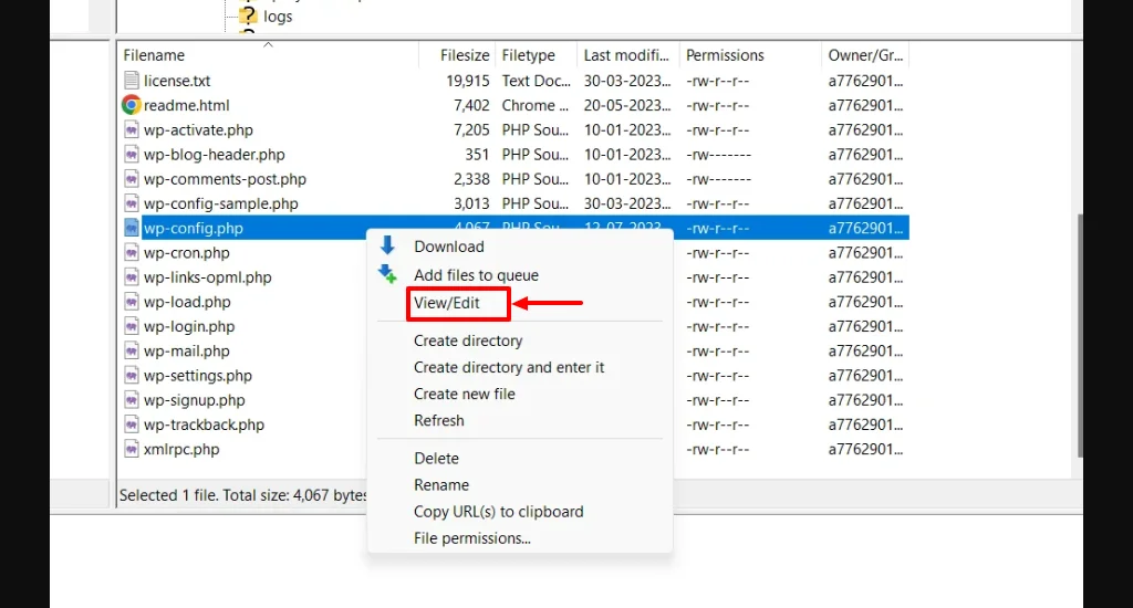 Edit wp-config.php