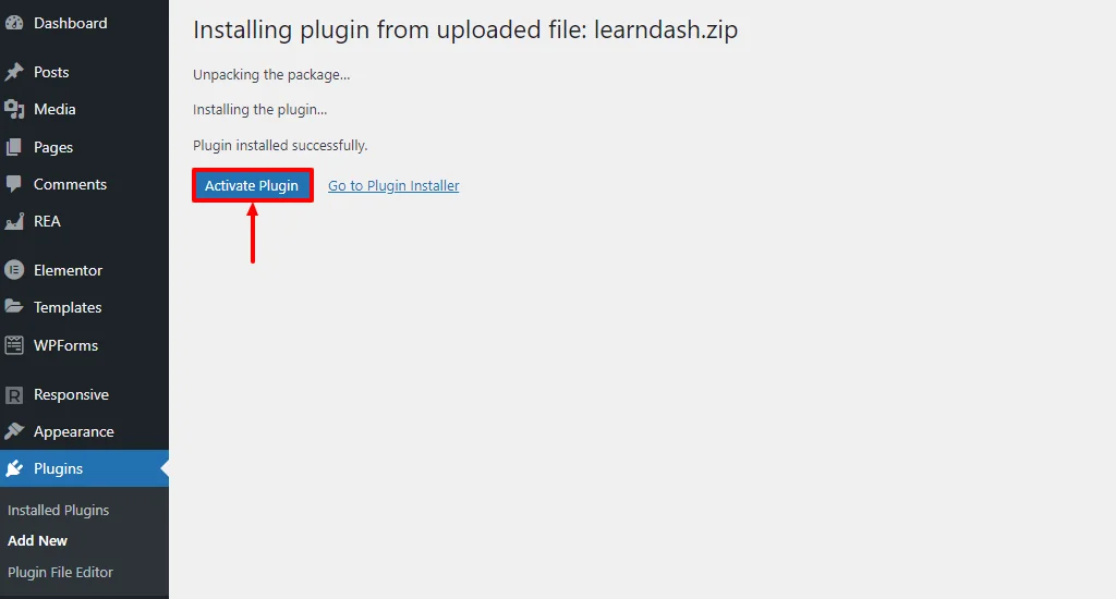 Activate LearnDash plugin