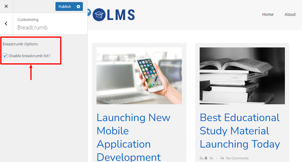 Untick the Disable breadcrumb list option in Responsive theme