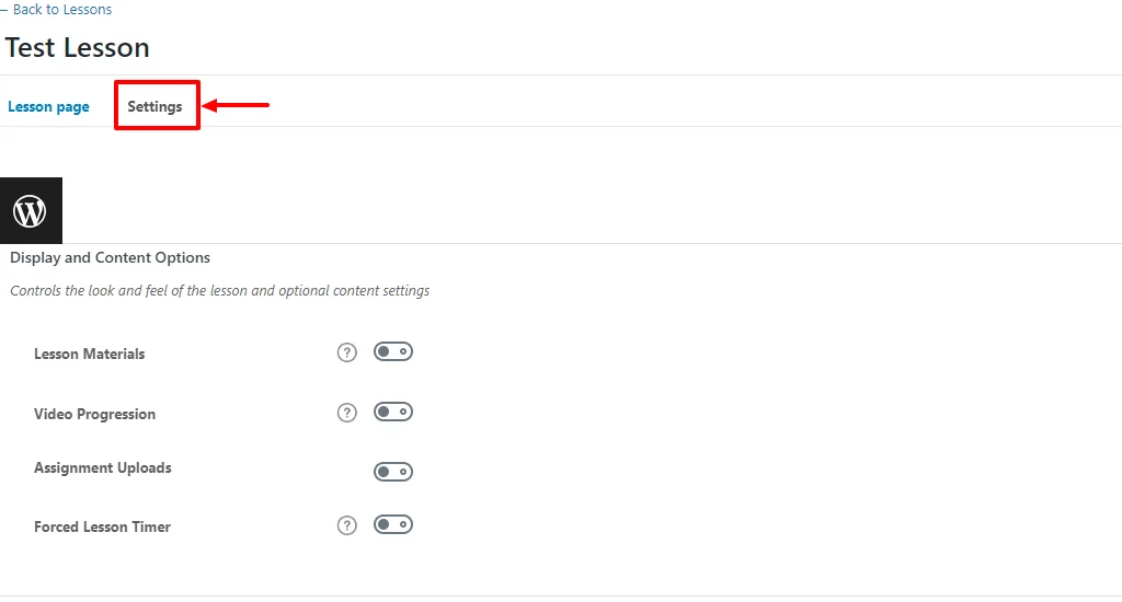 Lesson settings
