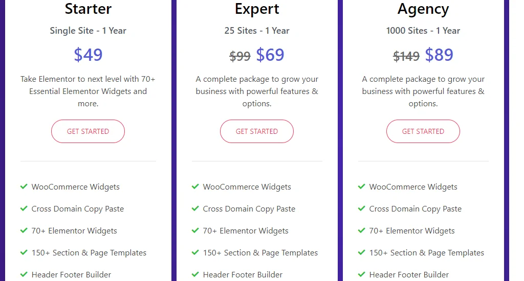 PowerPack Addons Pricing Plan
