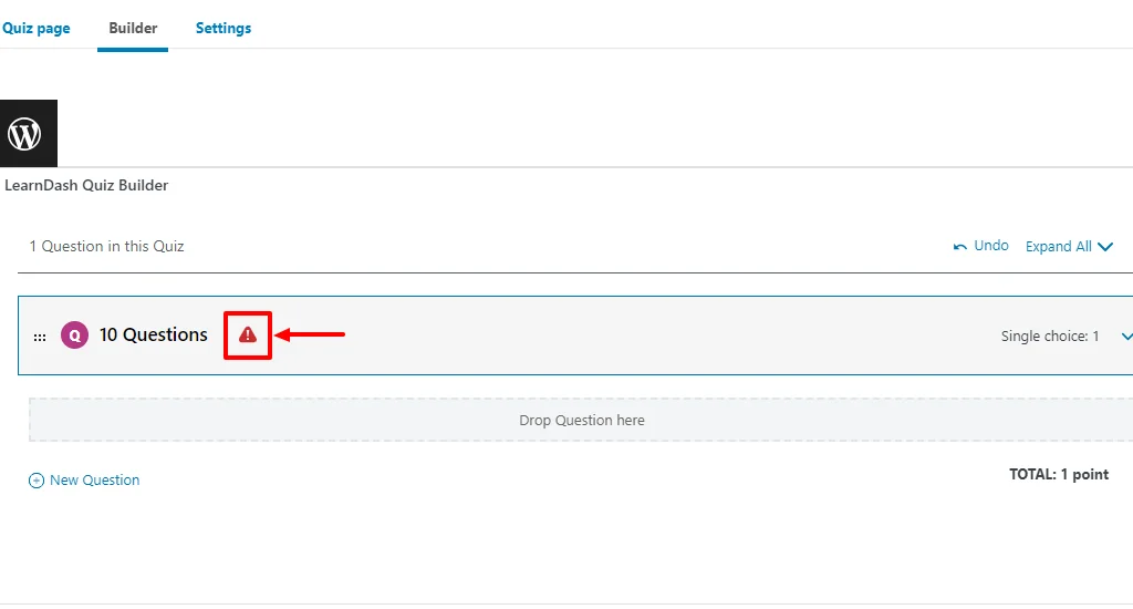 Click on the warning symbol