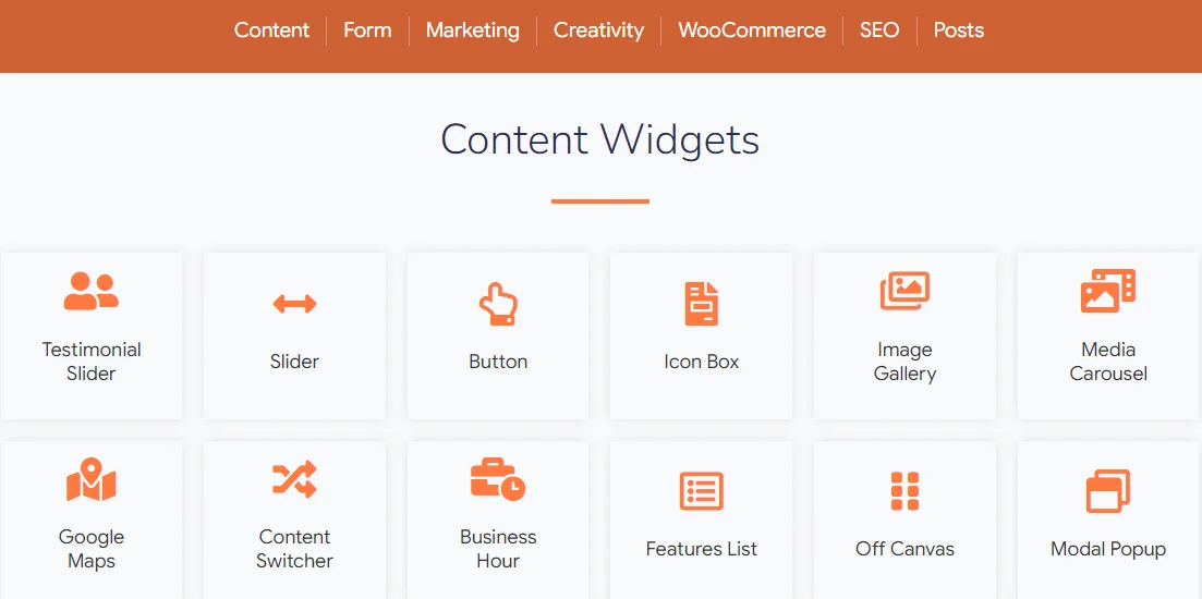 REA widgets list