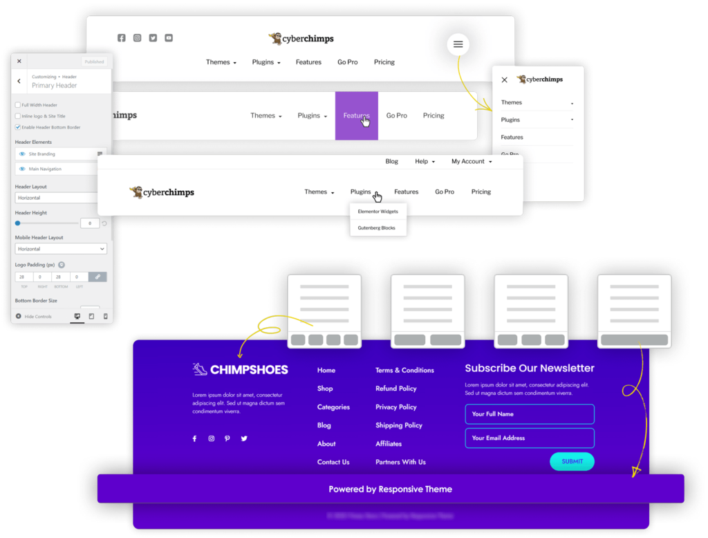 Responsive Pro header and footer builder