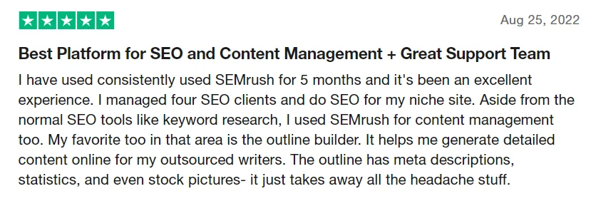 SEMRUSH testimonial 2