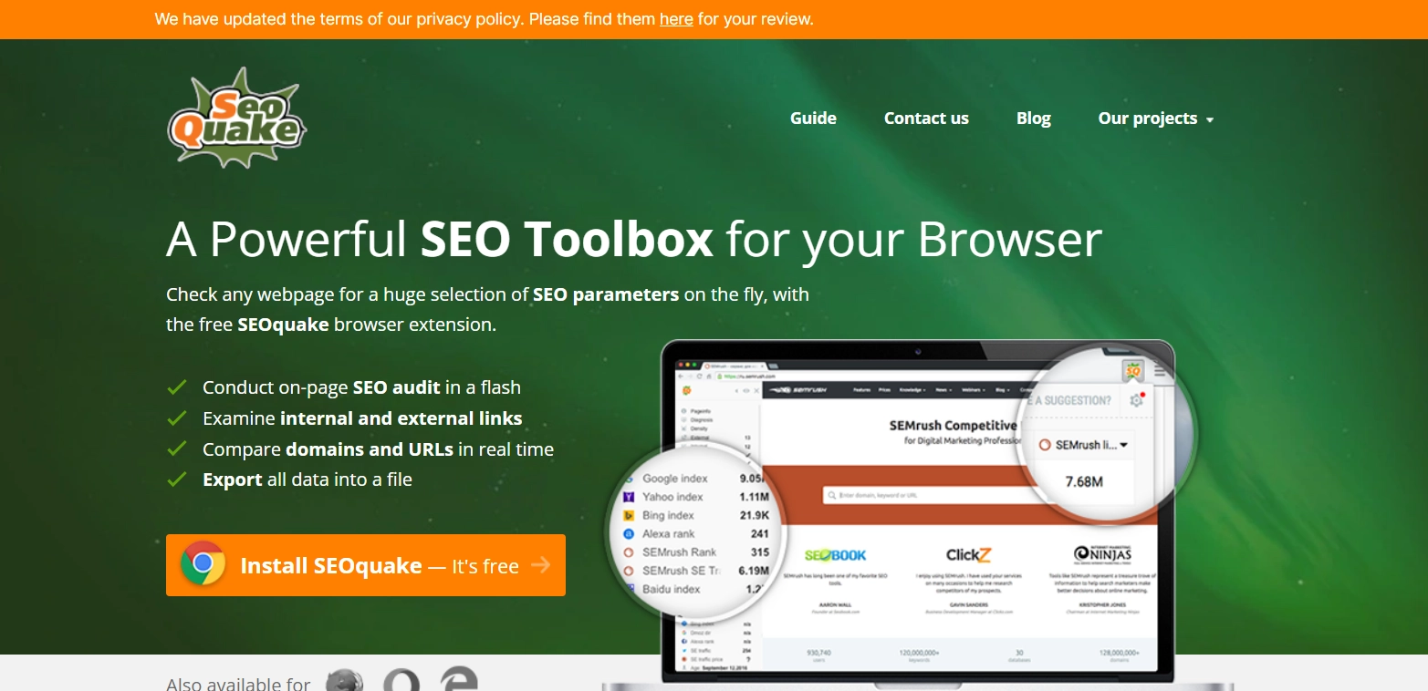 SEOquake Search Engine Optimization Tools