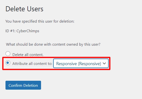 Confirm deletion