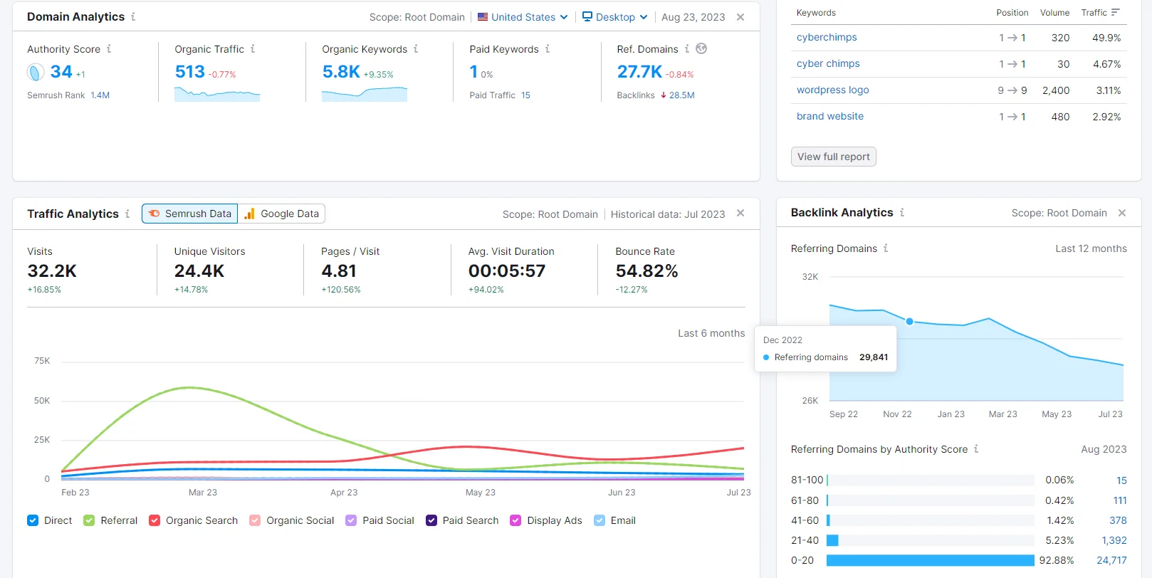 Semrush Backlink Analysis